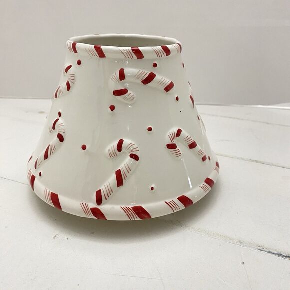 Yankee Candle Peppermint Pals Candy Cane Ceramic Candle Shade Holiday Christmas - Picture 1 of 7